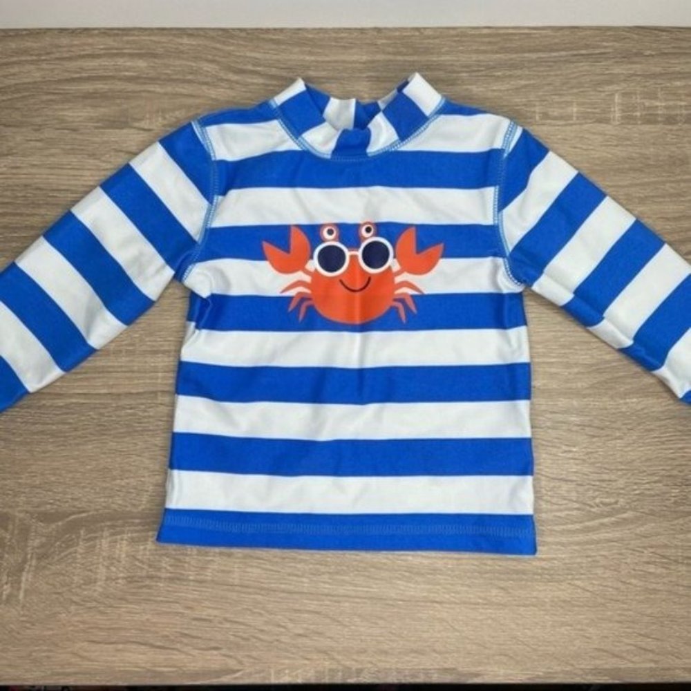 Little Me Crab Baby Boys Swim Long Sleeve Rashguard Top Size 18M NWOT